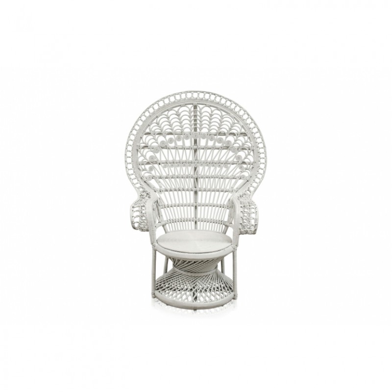 WHITE RATTAN PEACOCK ARMCHAIR - CHAIRS, STOOLS